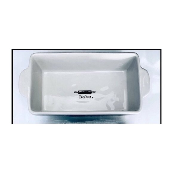 Rae Dunn Icon Rolling Pin Loaf Ceramic Bake Dish - Picture 1 of 5